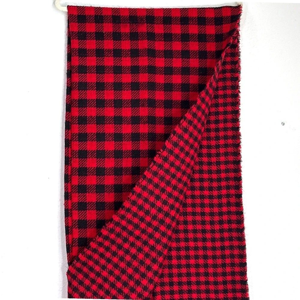 Red Black Buffalo Plaid Reversible Scarf Gingham Wrap Rock Grunge Punk Academia‎